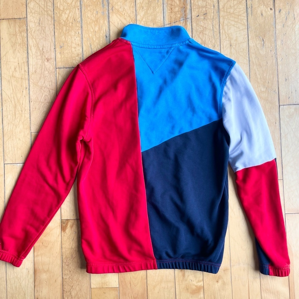 Tommy Hilfiger Colorblock Vintage Style Loose Quarter-Zip Sweatshirt Size Small - Picture 5 of 6